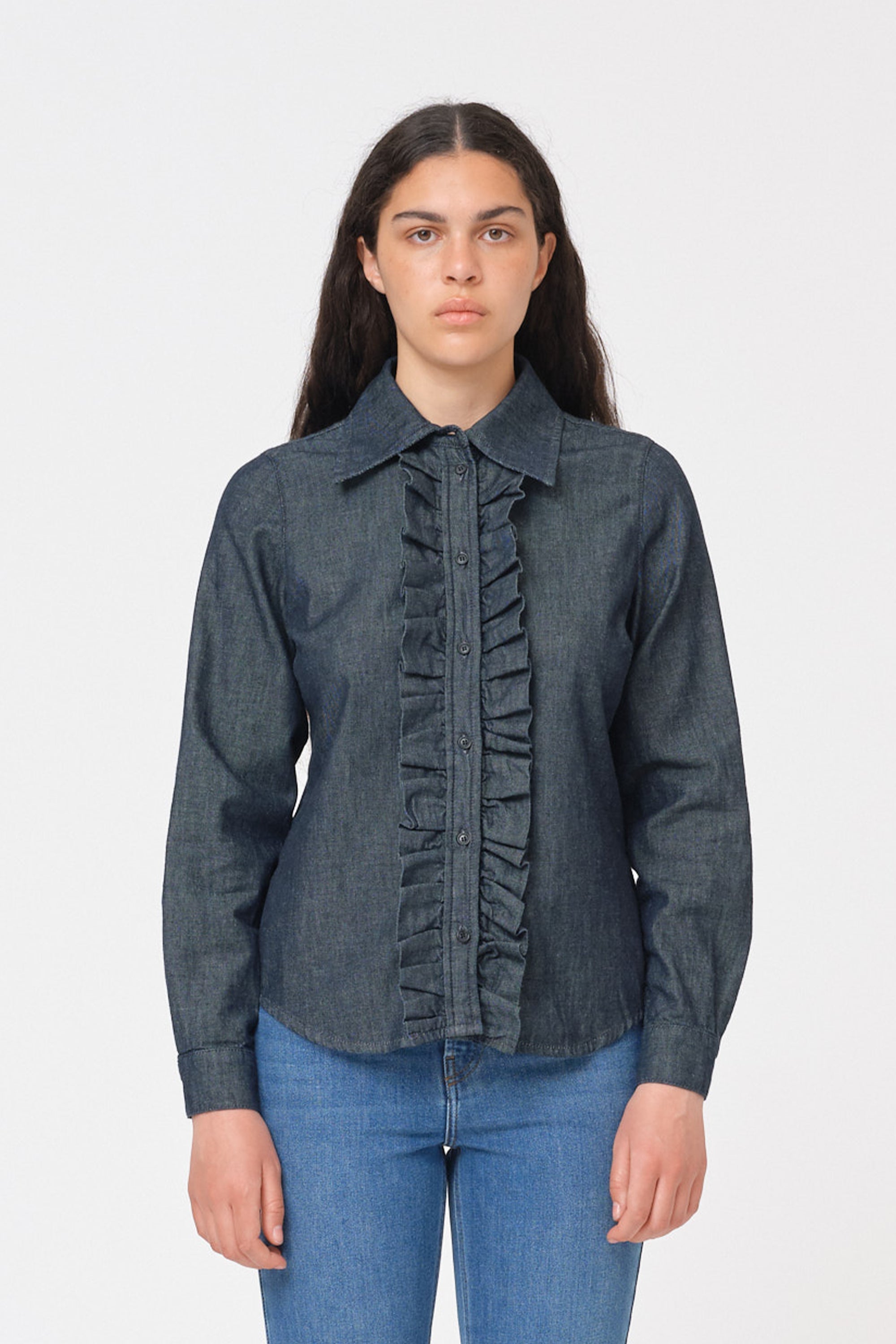 Tomorrow Brown Frill Shirt Shirts & Blouses 51 Denim blue