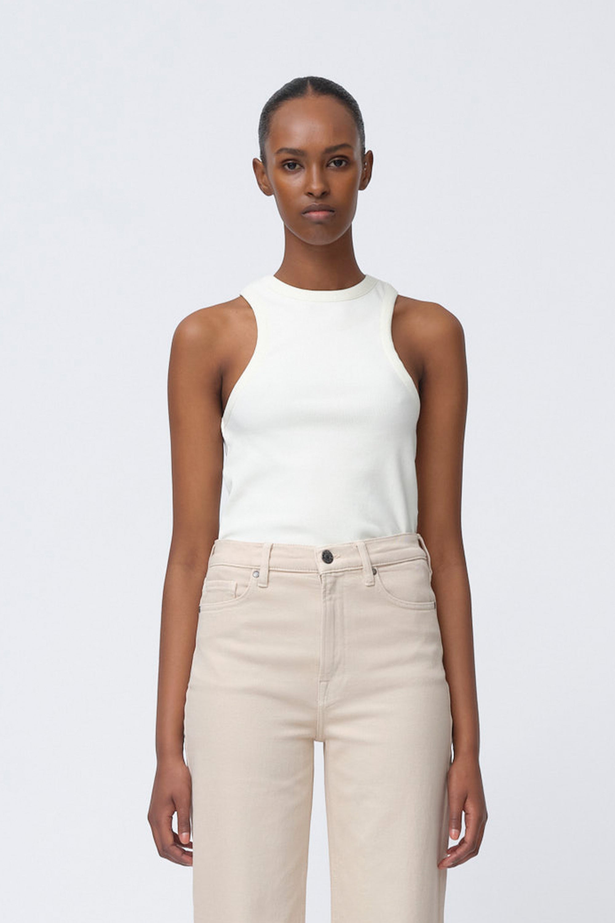 Tomorrow Clear Ribbed Tank Tops & T-shirts 03 Ecru