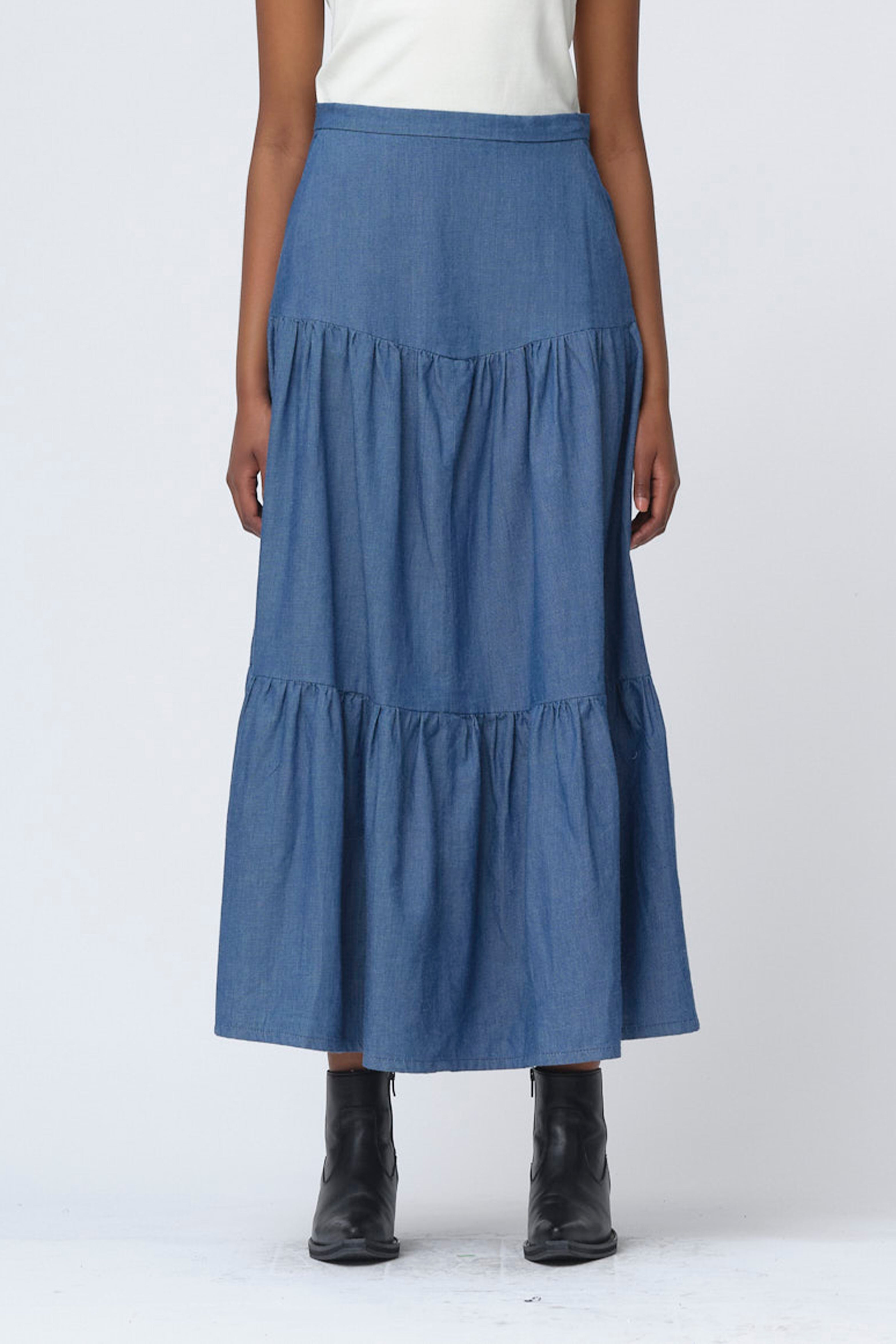 Tomorrow Ewa Boheme Long Skirt Wash Real Indigo Skirt 51 Denim blue