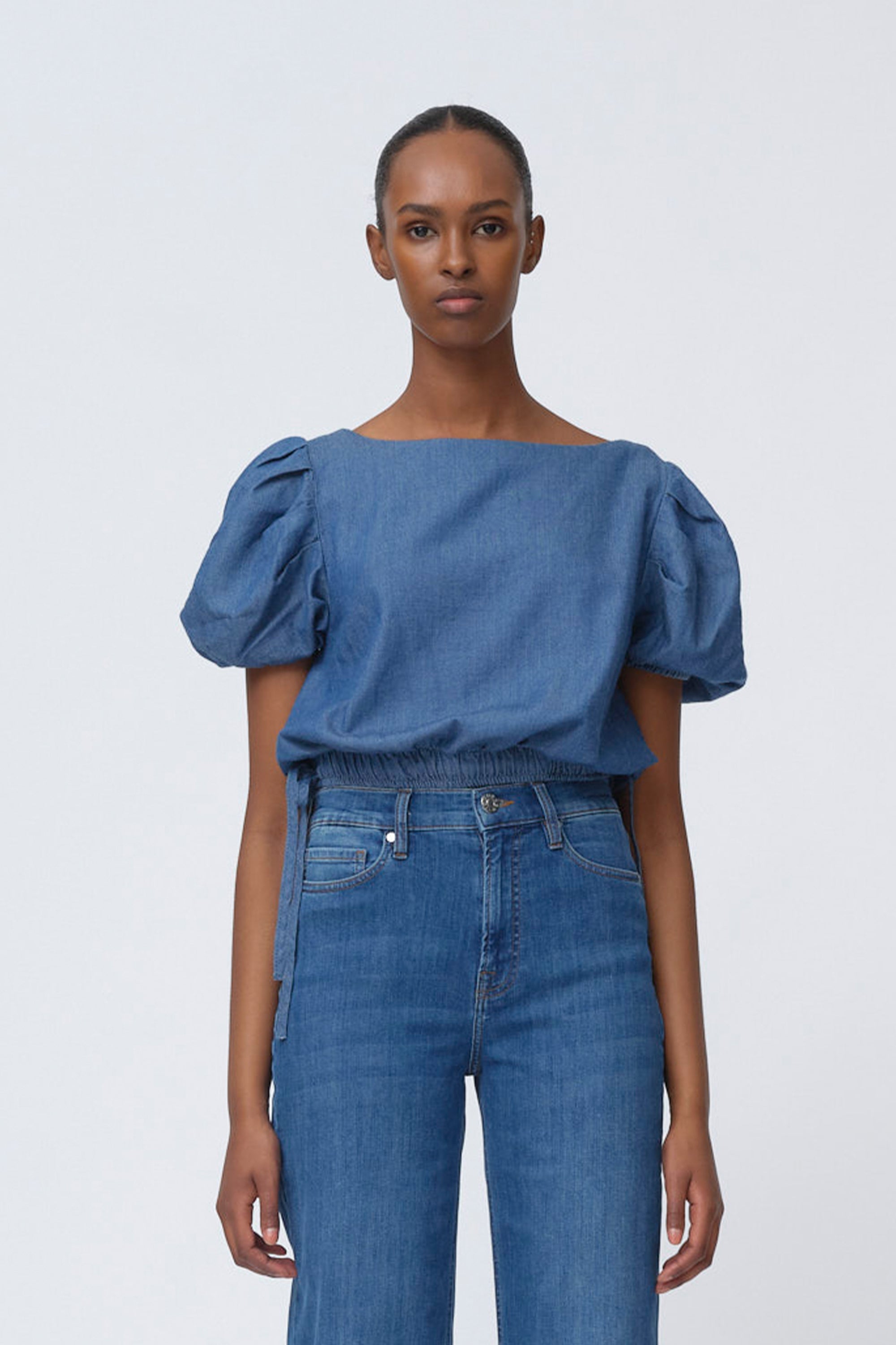 Tomorrow Ewa Sports Puff Top Wash Real Indigo Shirts & Blouses 51 Denim blue