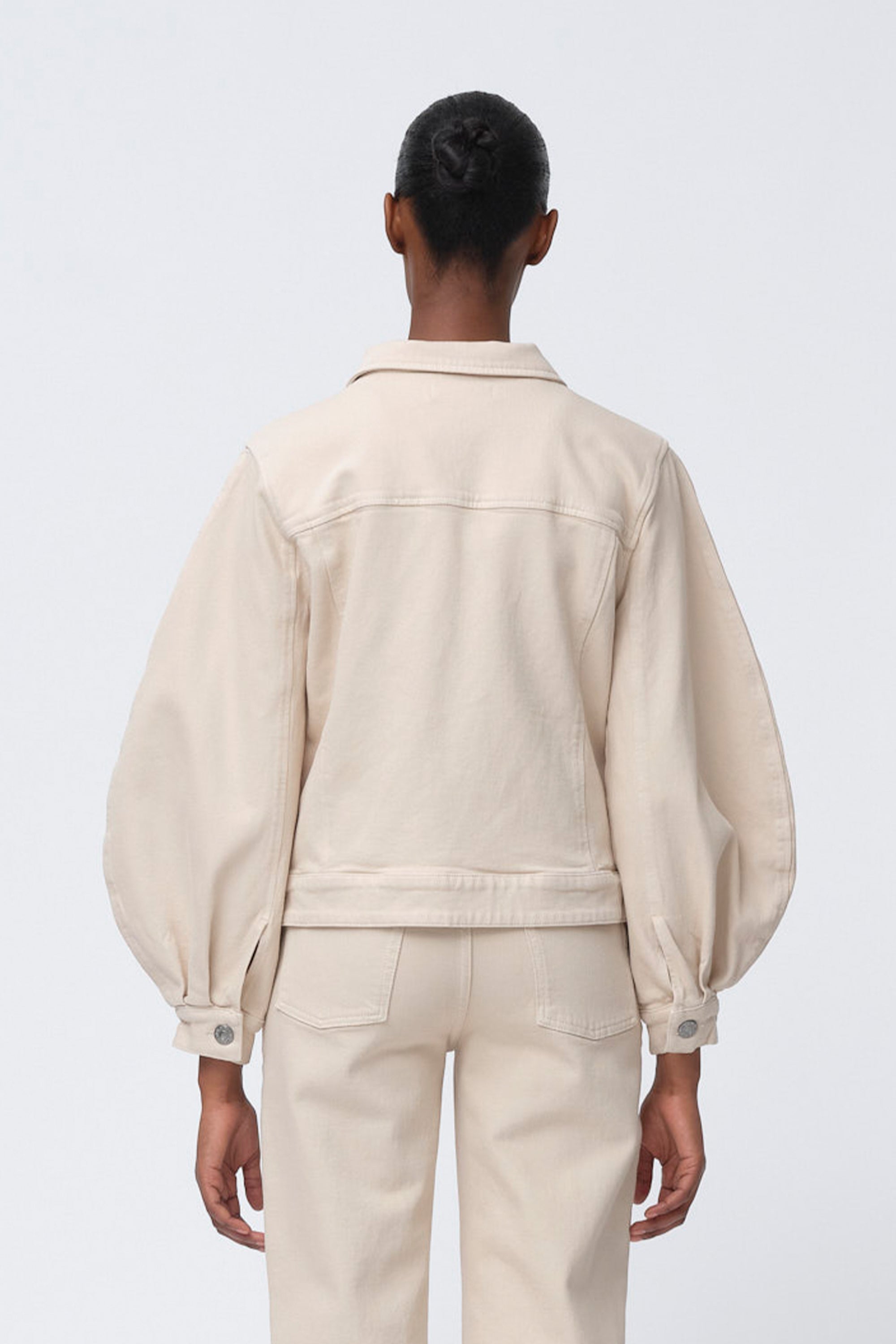 Greta Zip Denim Jacket Caffe Crema