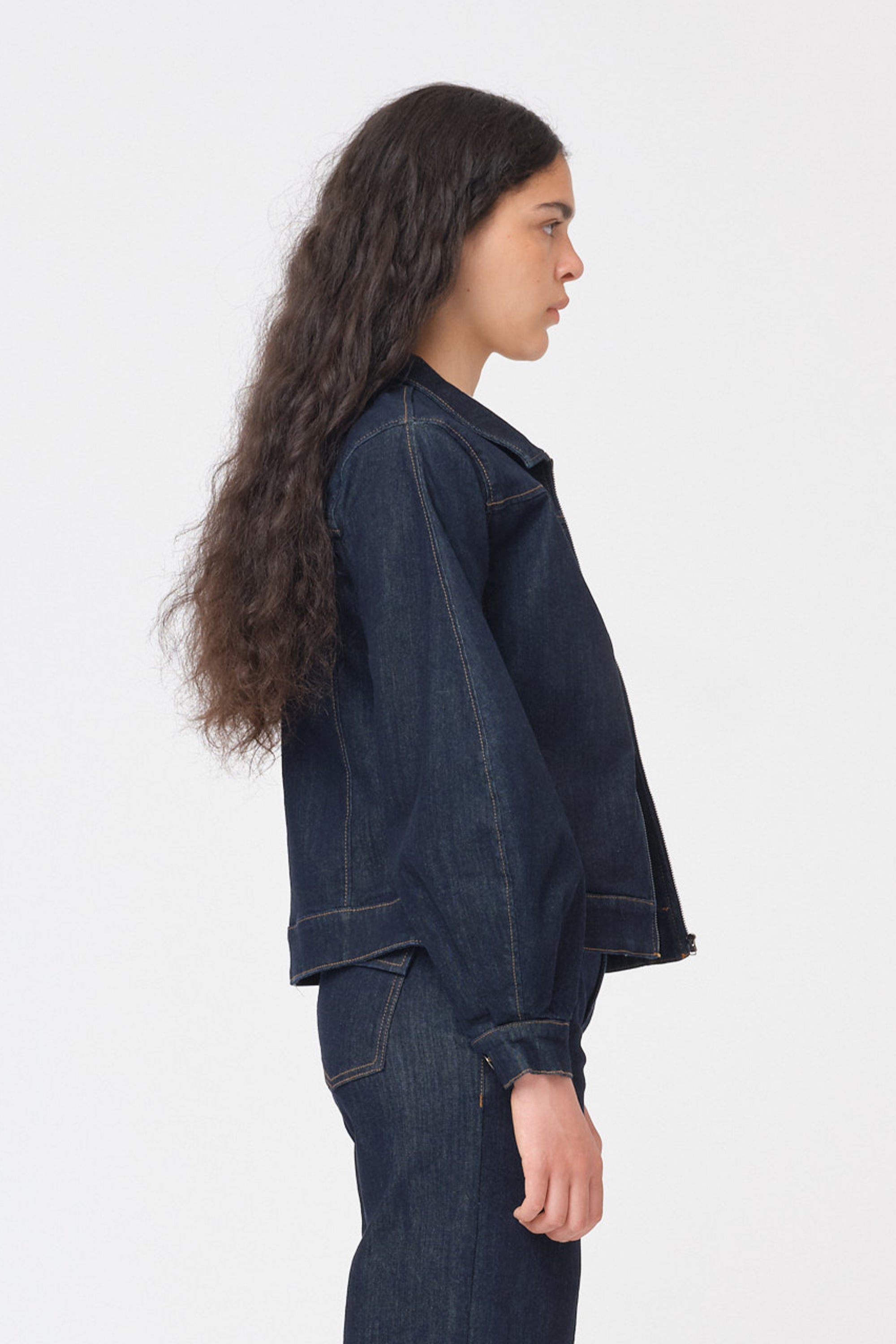 Greta Zip Jacket Raw Indigo