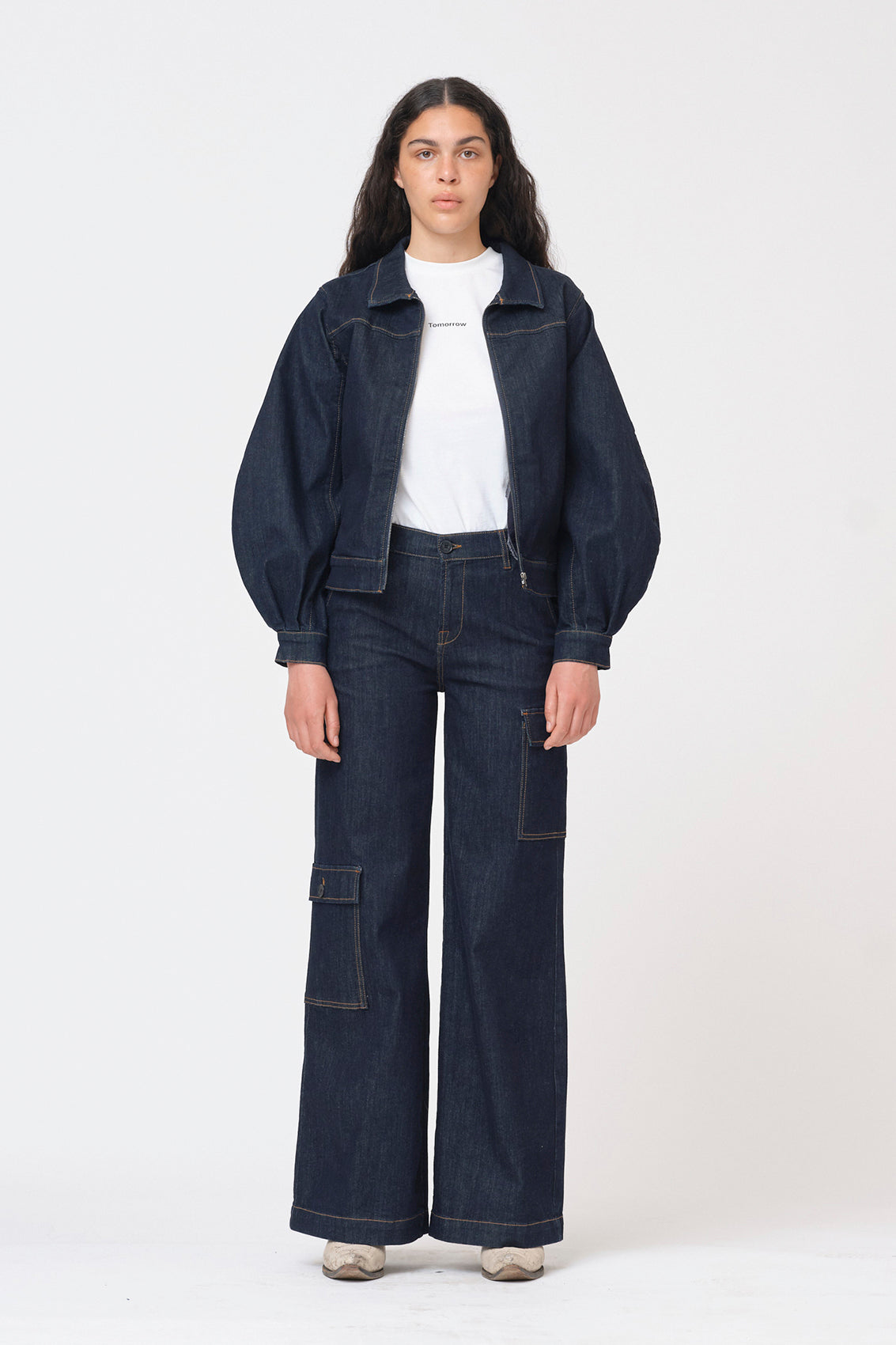 Greta Zip Jacket Raw Indigo