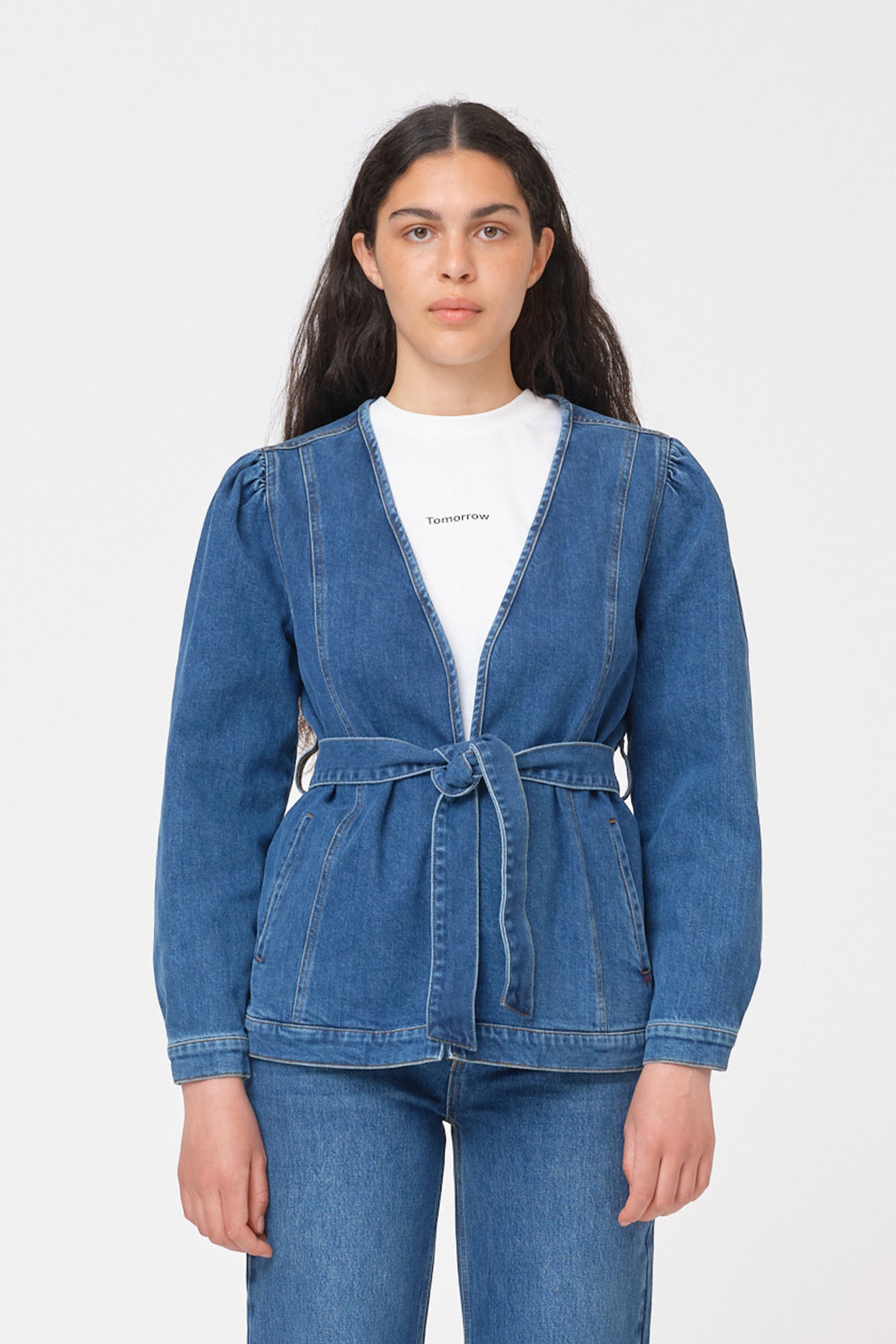 Tomorrow TD Hepburn Wrap Jacket wash Brooklyn Coats & Jackets 51 Denim blue